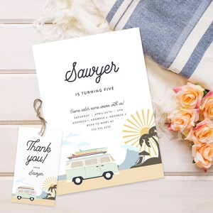 Surf Birthday Invitation: Retro Summer Surfboard Party (Digital Download)