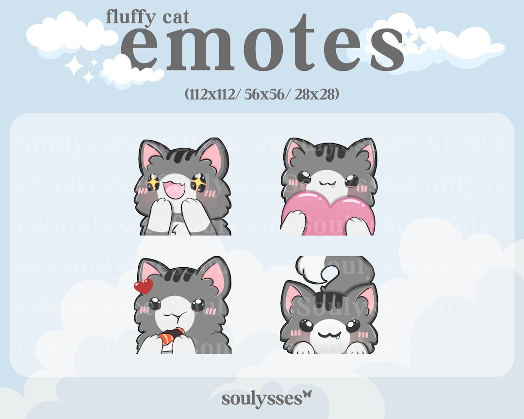 Fluffy Cat Emotes 112x112 56x56 & 28x28 Cute Maine Coon - Etsy