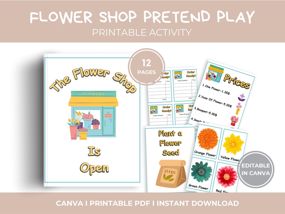 Flower Shop Pretend Play Set | Printable Dramatic Play | Preschool ...