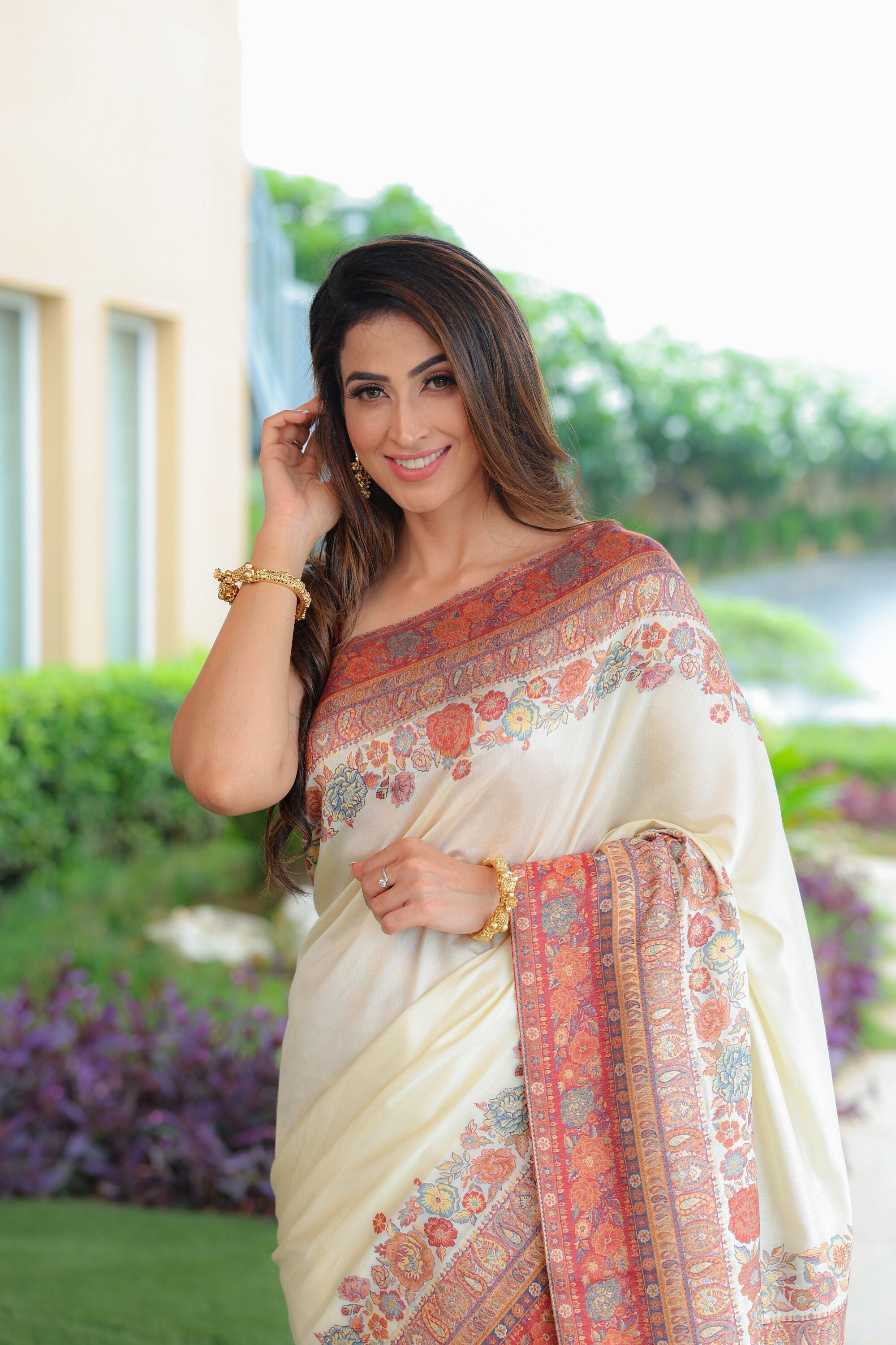 Off White Silk Saree Etsy
