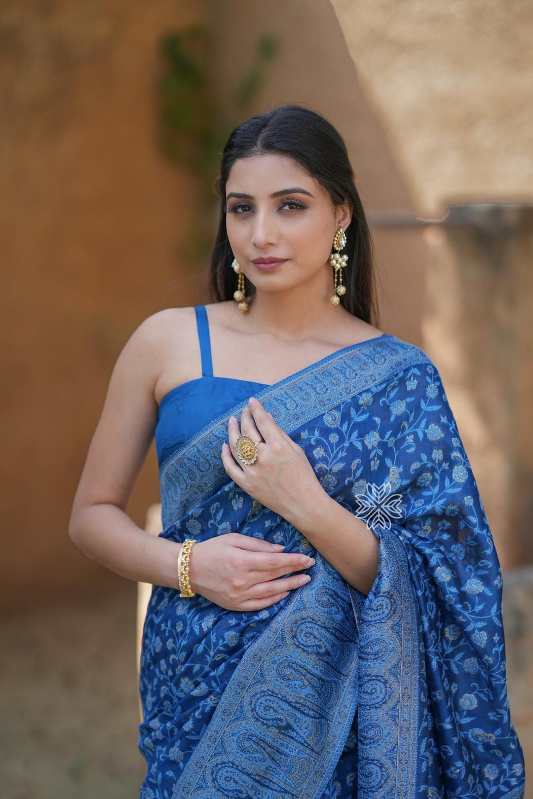 sari様ネイビー0 Blue Kani Chanderi Silk Saree: Handloom Kashmiri Sari - Etsy