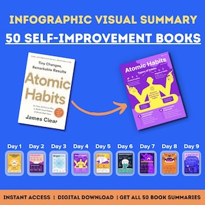 50 Self-Help Books Visual Summaries | 3-Minute Reads | 10x Your Growth in a Month | Self-Improvement | 2025 edition | Free Notion trackers