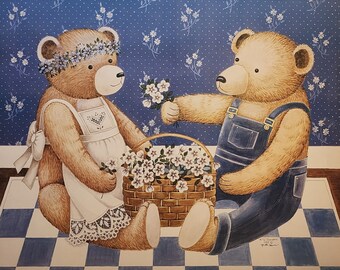Teddy's Together par Nita Showers : Une belle peinture d'ours en peluche. Découvrez la peinture réconfortante