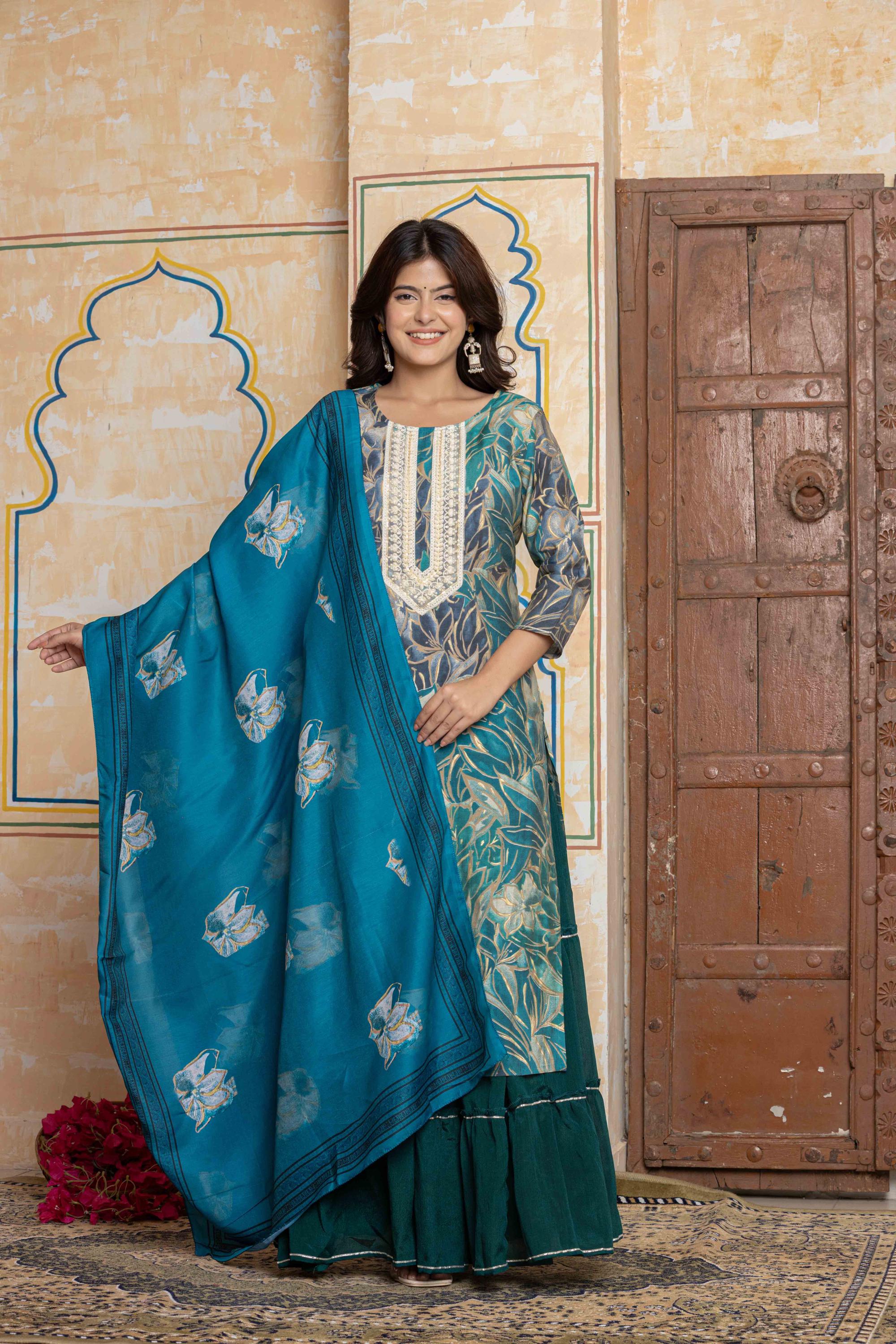 slim fit dress slacks Teal Silk Wedding salwar kameez with Embroidery – HATKE BRIDE