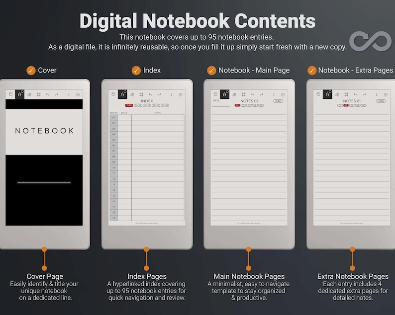 Digital Notebook for Remarkable Paper Pro Move | Undated, Hyperlinked ...