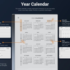 reMarkable 2 Daily Planner Minimalist 2024 2025, remarkable 2 templates, remarkable calendar image 3