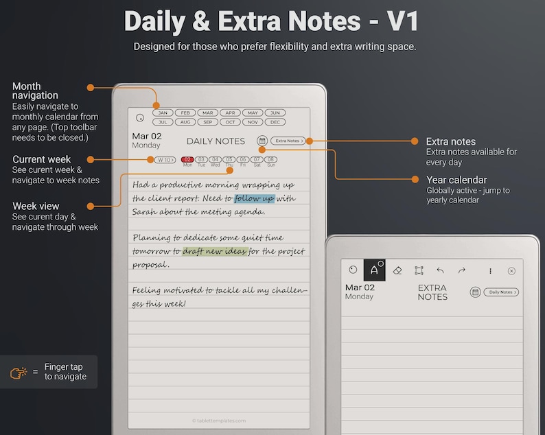 reMarkable Paper Pro Move Daily Planning Lined Pages