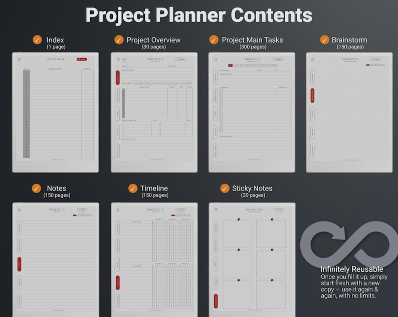 Designed for reMarkable Paper Pro Project Planner