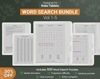Kobo Word Search Puzzle Bundle: 500 Brain Teaser Games
