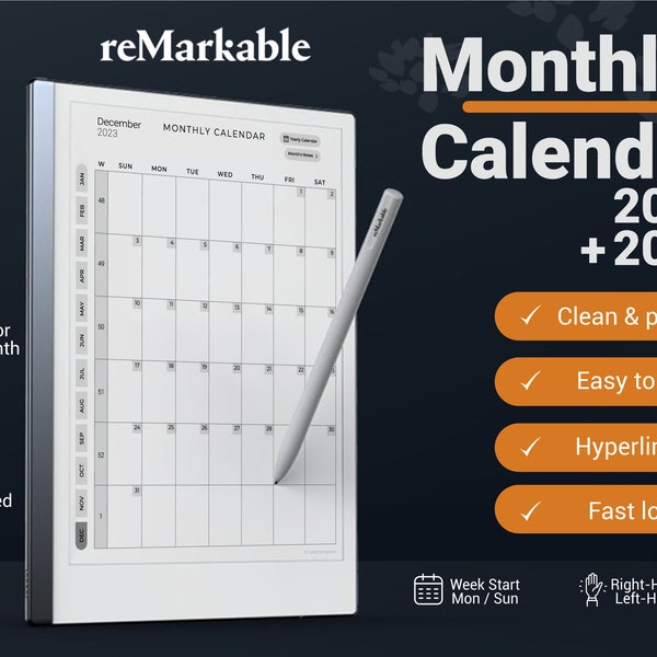 Remarkable 2 2024 Calendar Year Etsy