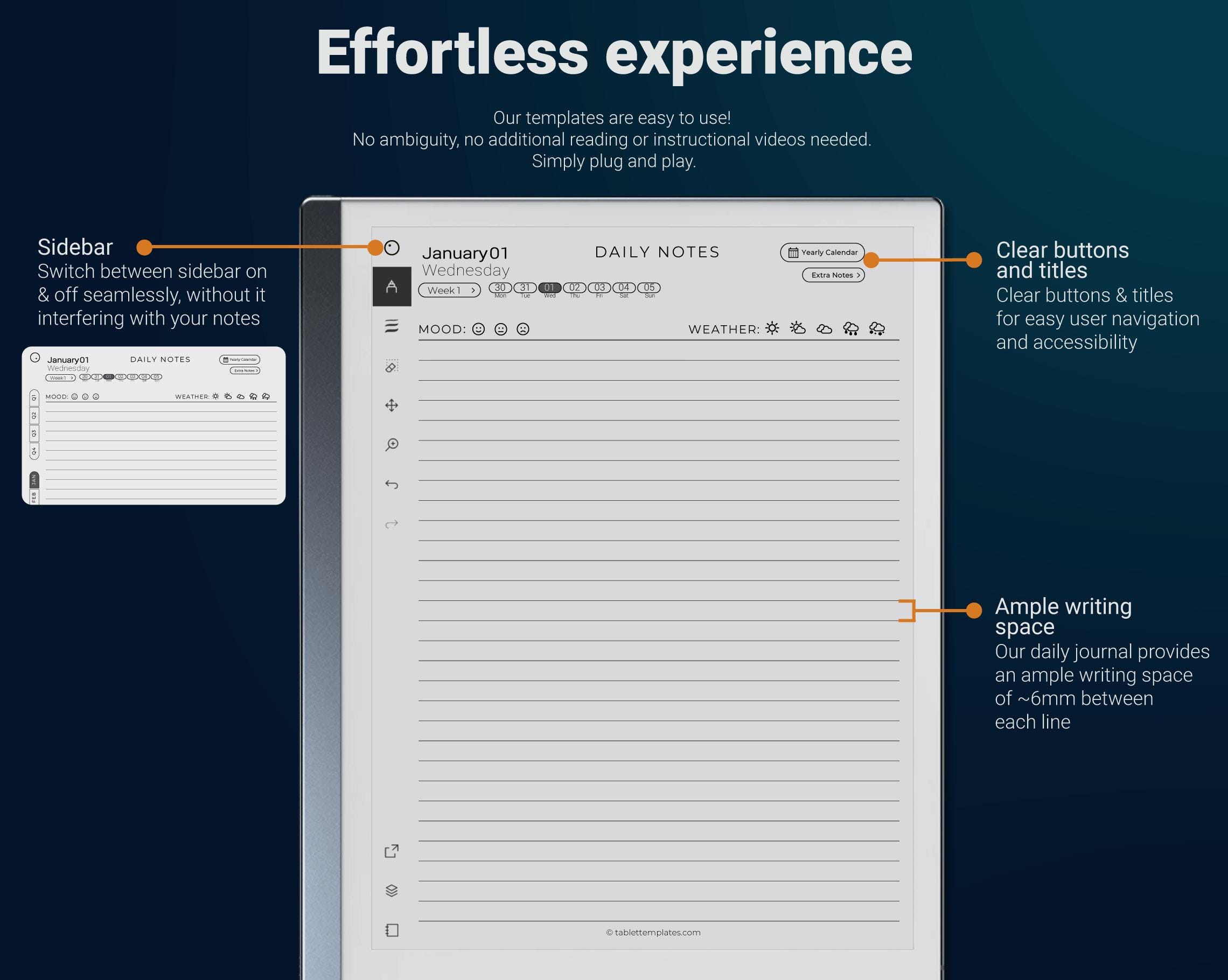 Daily Journal for Remarkable 2 2026-2027, Hyperlinked PDF Template ...