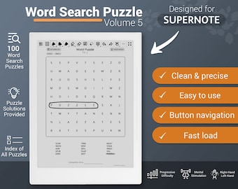 Supernote Word Search Puzzle Games - Vol 5 - A5X, A6X, Nomad