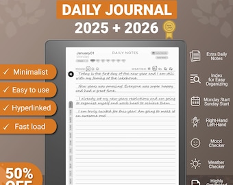 Kindle Scribe Daily Journal 2025-2026: Hyperlinked Productivity Templates (PDF)