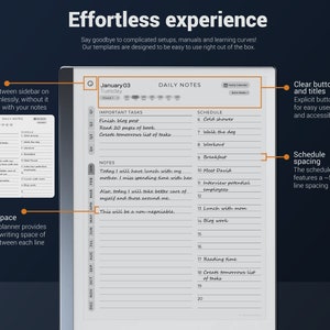 reMarkable 2 Daily Planner Minimalist 2024 2025, remarkable 2 templates, remarkable calendar zdjęcie 8