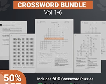 Crossword Puzzle Bundle for Remarkable Paper Pro - Puzzle Games, Hyperlinked PDF Template