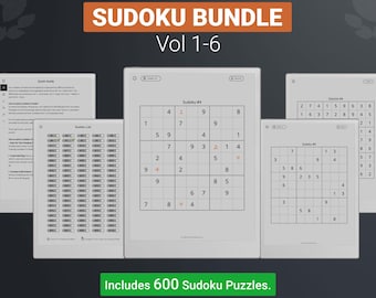 Sudoku Puzzle Bundle for Remarkable Paper Pro - Puzzle Games, Hyperlinked PDF Template