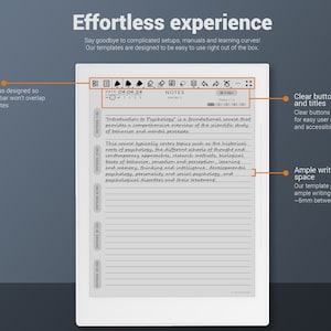 May include: A white digital notepad with a toolbar at the top and a lined page with text. The toolbar includes buttons for date, notes, entries, and an index. The text on the page reads "Introduction to Psychology is a foundational course that provides a comprehensive overview of the scientific study of behavior and mental processes."