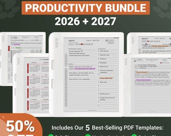 Kobo Templates 2026-2027: Daily Planner, Journal, Meeting Notes, Notebook, Project Planner (Hyperlinked PDF Download)