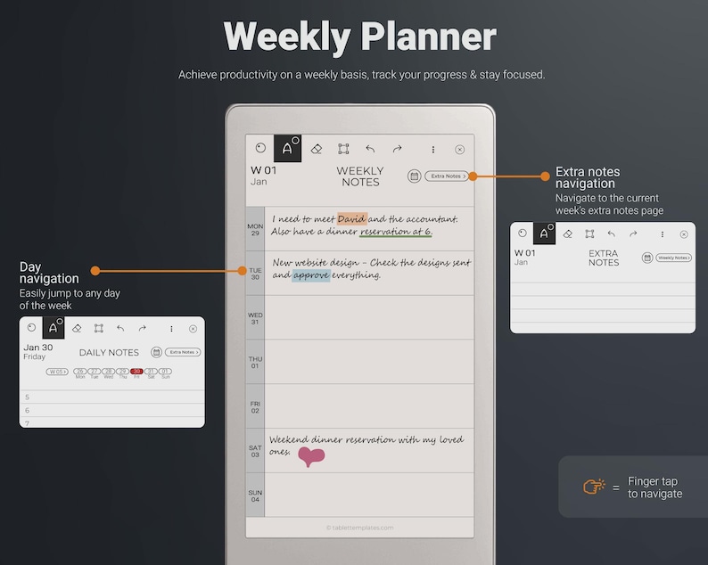 reMarkable Paper Pro Move Weekly Planner Calendar