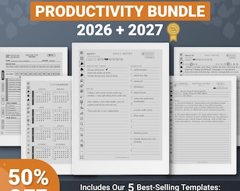 Supernote Templates 2026-2027 | Productivity Bundle, A5X, Manta, A6X, Nomad, Calendar, Planner, Journal, Hyperlinked PDFs