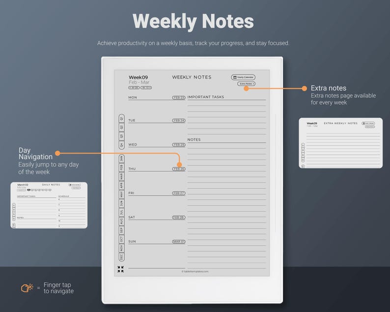 Supernote Weekly Notes Planner Template 2026 & 2027 A5X Manta A6X Nomad