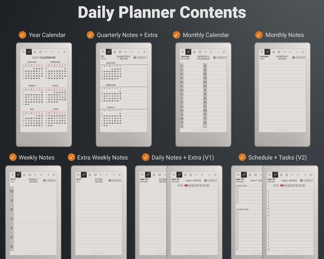Templates for Remarkable Paper Pro Move 2026-2027 | Productivity Bundle ...