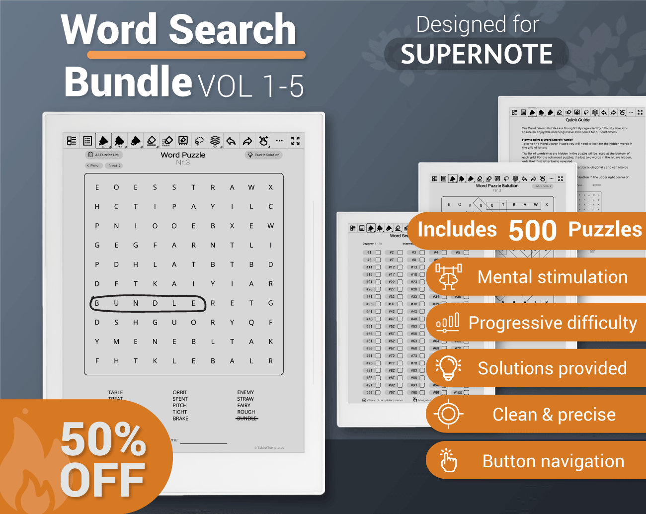 Supernote Word Search Puzzle Games Bundle - A5X, Manta, A6X, Nomad - Etsy