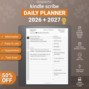 Kindle Scribe Tagesplaner 2026-2027: Minimalistischer, digitaler Kalender (PDF)