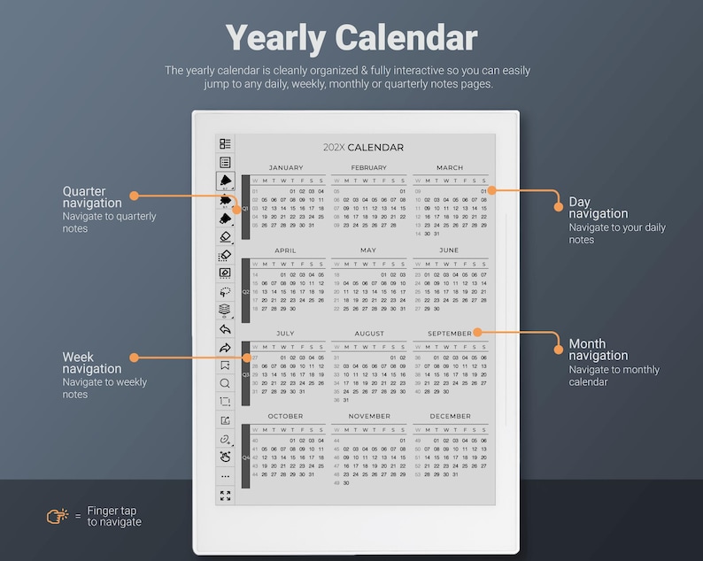 Supernote Yearly Calendar Template 2026 & 2027 A5X Manta A6X Nomad