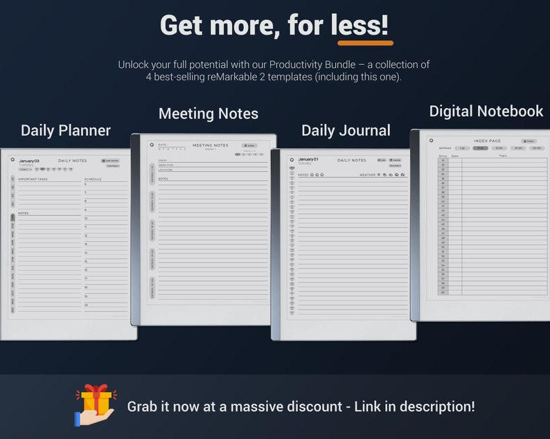 reMarkable 2 Daily Planner Minimalist 2024 2025, remarkable 2 templates, remarkable calendar image 10