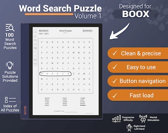 Boox Word Search Puzzle Games - Vol 1 - Note Air, Tab Ultra