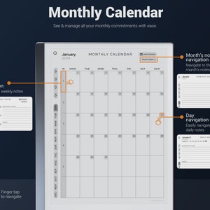 reMarkable 2 Daily Planner Minimalist 2024 2025, remarkable 2 templates, remarkable calendar zdjęcie 5