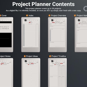 Designed for reMarkable Paper Pro Move Project Planner Contents