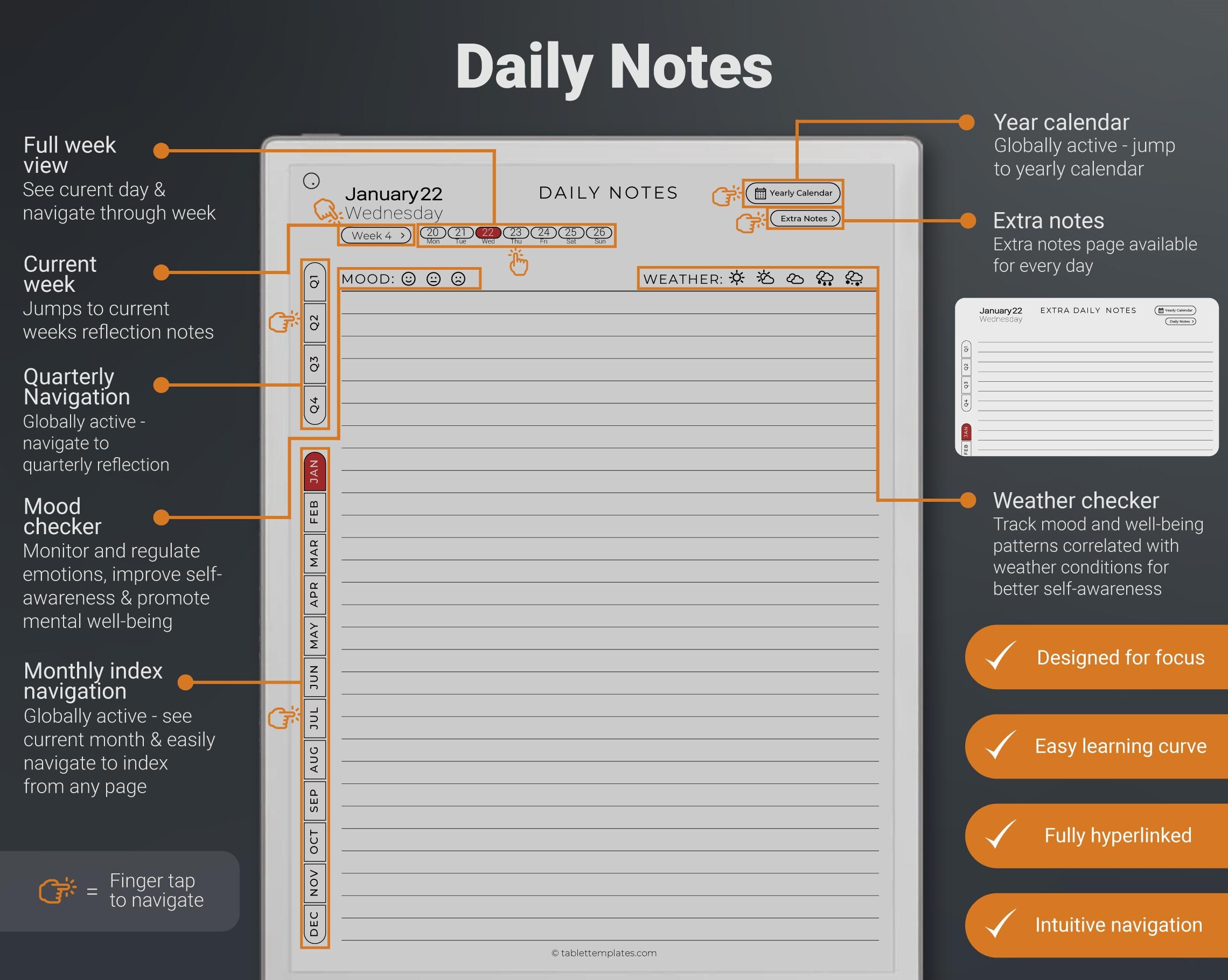 Daily Journal for Remarkable Paper Pro 2026-2027, Hyperlinked PDF ...