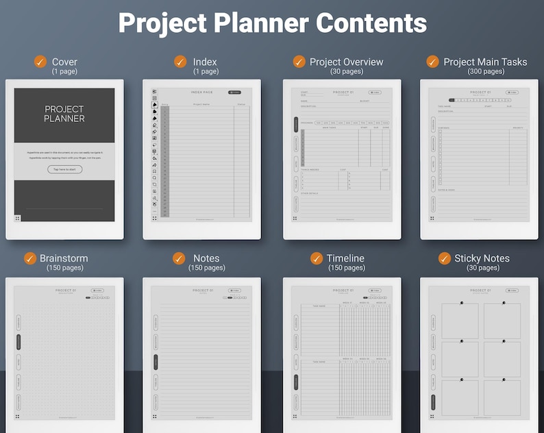 Supernote Project Planner Template for A5 X2 Manta A6 X2 Nomad
