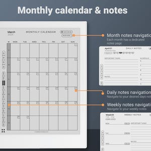 Supernote Monthly Calendar Template 2026 & 2027 A5X Manta A6X Nomad