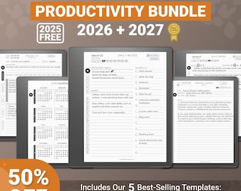 Kindle Scribe Templates Productivity Bundle 2026-2027: Planner, Journal, Meeting Notes, Notebook, Project (Hyperlinked PDF)