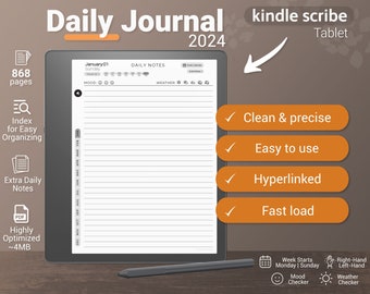 Kindle Scribe Daily Journal 2024, Kindle Scribe Templates