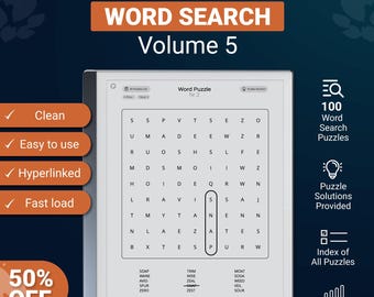 Word Search for Remarkable - Vol 5 - Puzzle Games, Hyperlinked PDF template
