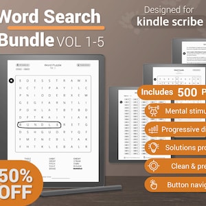 Kindle Scribe Word Search Puzzle Games Bundle