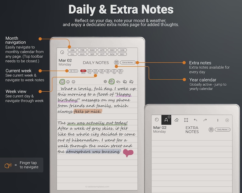 Daily Journal for Remarkable Paper Pro Move 2026-2027, Hyperlinked PDF ...