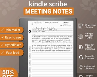 Kindle Scribe Meeting Notes Template: Hyperlinked Notebook (PDF)