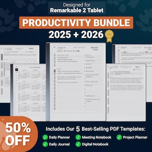 Templates for Remarkable 2 Tablet 2025 + 2026 | Productivity Bundle