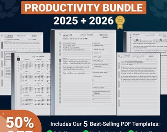 Templates for Remarkable 2 Tablet 2025 + 2026 | Productivity Bundle