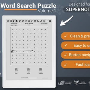 Supernote Word Search Puzzle Games - Vol 1 - A5X, A6X, Nomad