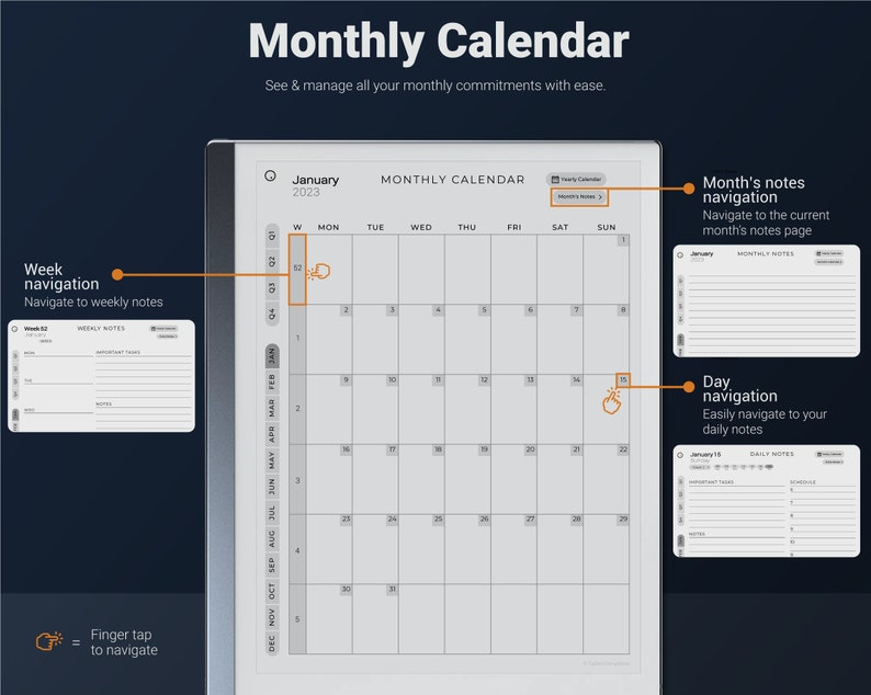 Remarkable 2 Daily Planner Minimalist 2023 & 2024 Remarkable Etsy