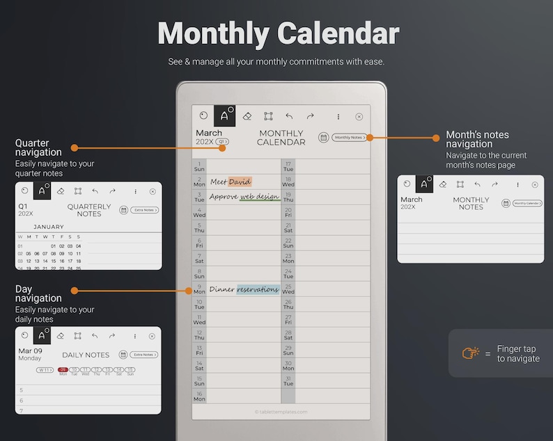 reMarkable Paper Pro Move Monthly Calendar