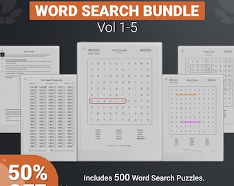 Word Search Bundle for Remarkable Paper Pro - Puzzle Games, Hyperlinked PDF Template