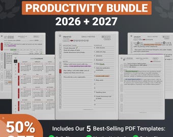 Modelli per Remarkable Paper Pro Tablet 2026-2027 / Pacchetto produttività, agenda, diario, riunioni, PDF con collegamenti ipertestuali