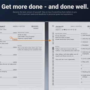 reMarkable 2 Daily Planner Minimalist 2024 2025, remarkable 2 templates, remarkable calendar image 7